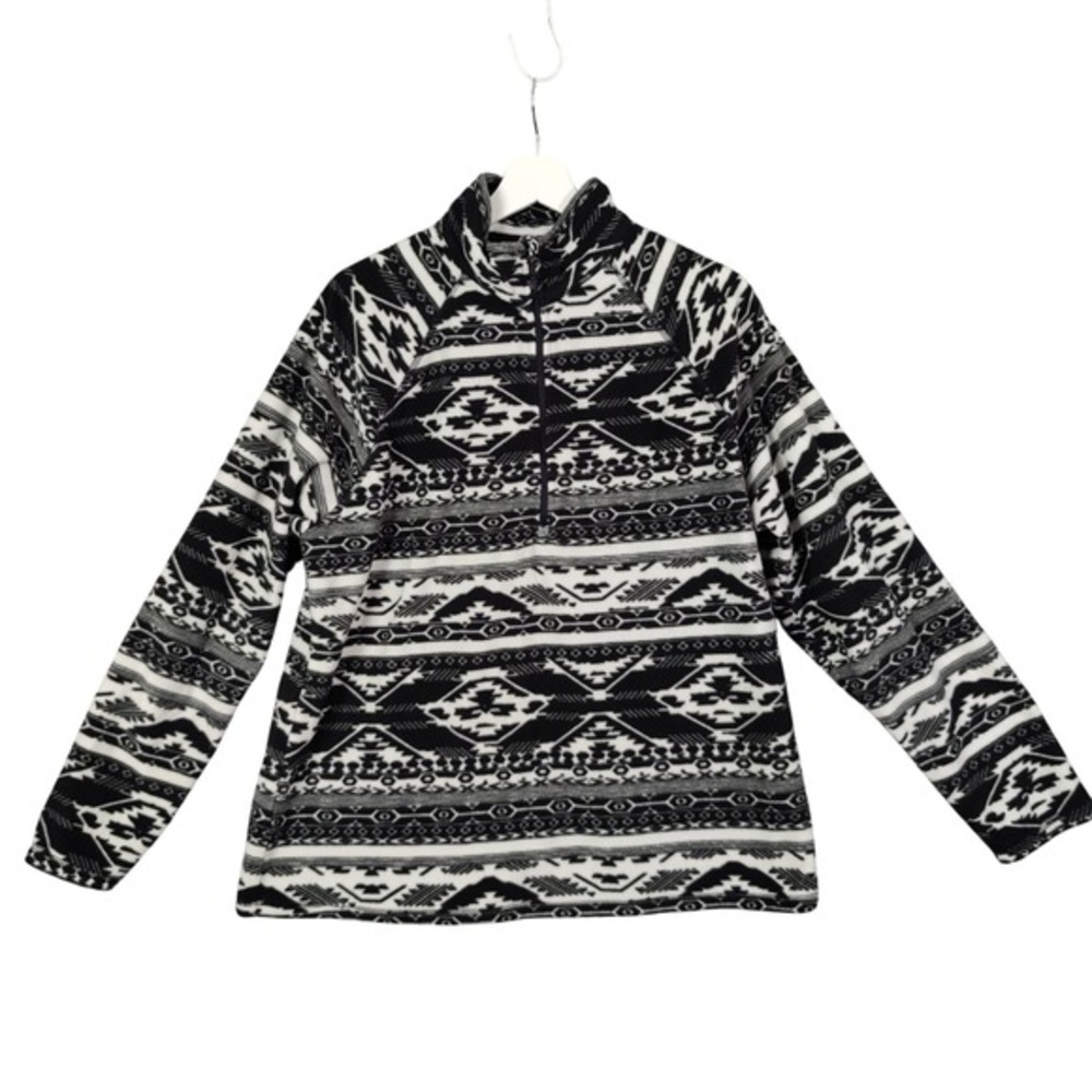Eddie Bauer Fleece Pullover Aztec Southwestern Quarter Zip Cozy Comfy Womens XXL